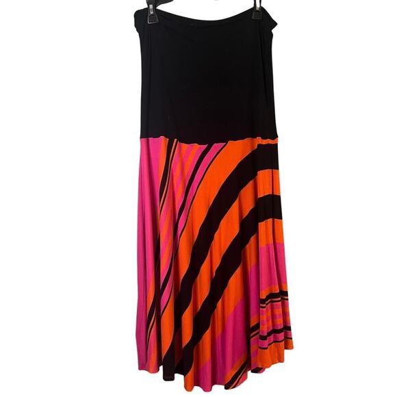 Vintage Avon Mark Convertible Strapless Dress Skirt Black Orange Pink Boho XXL - Picture 1 of 6